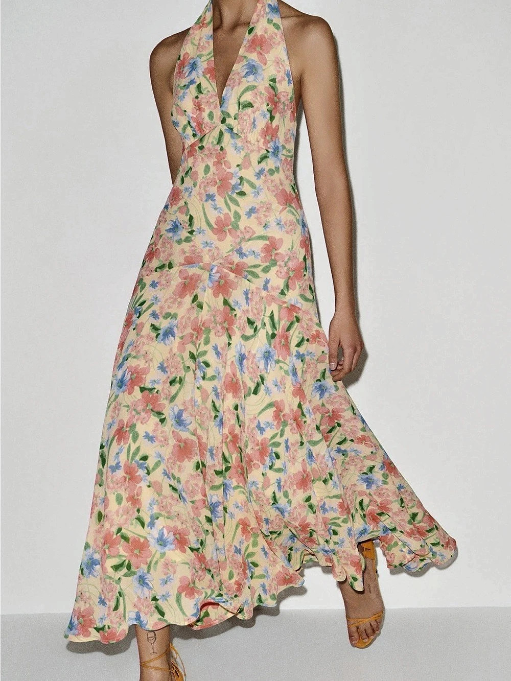 Reformation Briony Dress Floral Midi Dress Pink & Green